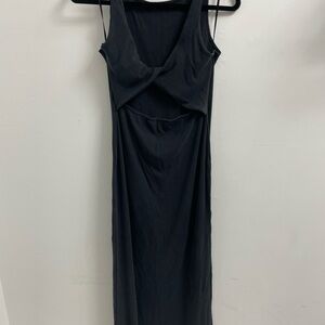 L*Space Black Ribbed Midi Dress with tie front